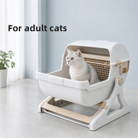 Kotak Pasir Kucing Semi Otomatis Self-Sifting PP Modular Besar 20L Toilet Kucing Tanpa Sekop Grosir untuk Kucing Dewasa