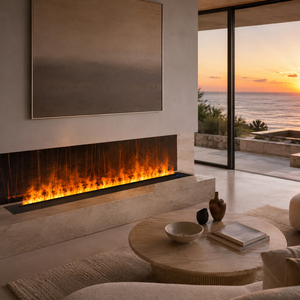 Cheminée électrique encastrée avec flamme 3D à vapeur d'eau, en acier inoxydable, contrôle intelligent par application, fonction humidificateur pour hôtel et villa - Product Image 2