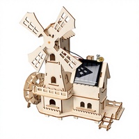 Moulin à vent en bois à énergie solaire, kit de bricolage artisanal, matériel pour expériences scientifiques, équipement éducatif STEM T-M106