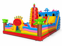 Toboggan gonflable JIALE JL-3079 - Matériau PVC - Capacité 100-500 kg - 5-8 passagers - Thème animaux et dinosaures - Pour centres de jeux pour enfants