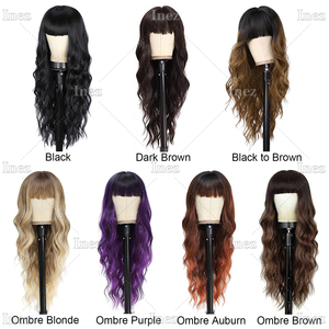 Perruques longues blondes avec <span class=keywords><strong>frange</strong></span> <span class=keywords><strong>cheveux</strong></span> bouclés ondulés pour les femmes sans enchevêtrement doux aspect naturel utilisation quotidienne de fête - Product Image 3