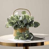 Kunstmatige eucalyptusbloemen gemengde bladeren stengels huisdecoratie bruiloft UV-bestendig vriendelijke groene takken