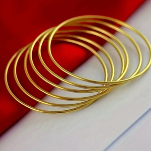 Bán Buôn Của Phụ Nữ 24K Vàng Vàng Đầy Cổ Điển Mỏng Bangle Đơn Giản Phong Cách Dây Vòng Đeo Tay 60Mm/62Mm/65Mm Thời Trang - Product Image 6