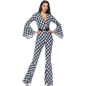 Diamond Grid 80s Retro Nostálgico Disco COS Disfraz Halloween Hippie Fiesta Uniforme Cantante - Product Image 6