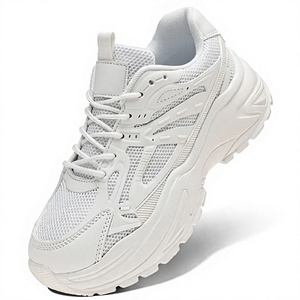 Baskets Chunky Blanches en Maille à Semelle Épaisse, Chaussures Décontractées de Marche à Bout Rond pour l'Extérieur et le Streetwear - Product Image 3