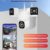 Caméra WiFi extérieure étanche IP66 IPC360 à trois objectifs, sans angle mort, avec liaison bilatérale, imagerie CMOS 2MP, MicroSD, vision nocturne