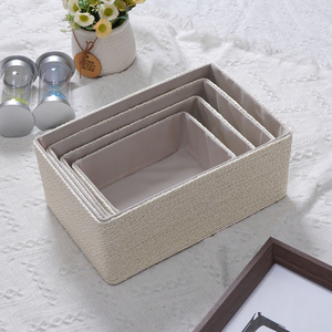 Panier de rangement en corde de papier recyclé pour organiser les bacs de rangement sur les étagères, les placards et les tiroirs - Product Image 1
