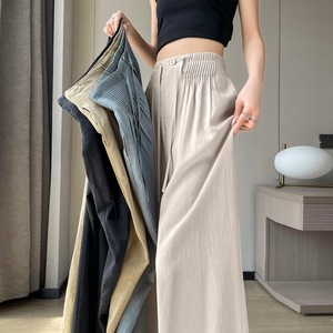 D & M primavera estate <span class=keywords><strong>pantaloni</strong></span> larghi larghi in cotone traspirante in cotone poliestere da <span class=keywords><strong>donna</strong></span> a <span class=keywords><strong>vita</strong></span> <span class=keywords><strong>alta</strong></span> <span class=keywords><strong>pantaloni</strong></span> dritti alla moda - Product Image 1
