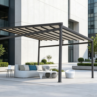Pergola motorisée rétractable en alliage d'aluminium avec voile en PVC - Taille personnalisée - Gazebo extérieur imperméable pour jardin