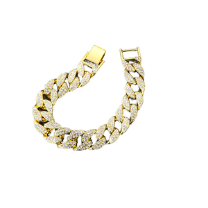 NL2020 <span class=keywords><strong>bracelet</strong></span> 7 pouces 8 pouces 9 pouces Chaîne cubaine Corrente cubana personalizada feita a mao em liga de zinco e prata com <span class=keywords><strong>strass</strong></span> - Product Image 1