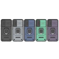 Étui de téléphone portable de luxe antichoc TPU+PC pour S23 A54 A14 A24 A34 avec porte coulissante de protection de l'objectif
