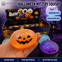 Boîte mystère de balles squishy Halloween en TPE, anti-stress, à presser, à paillettes, pour apaiser les mains, usage quotidien, à partir de 14 ans