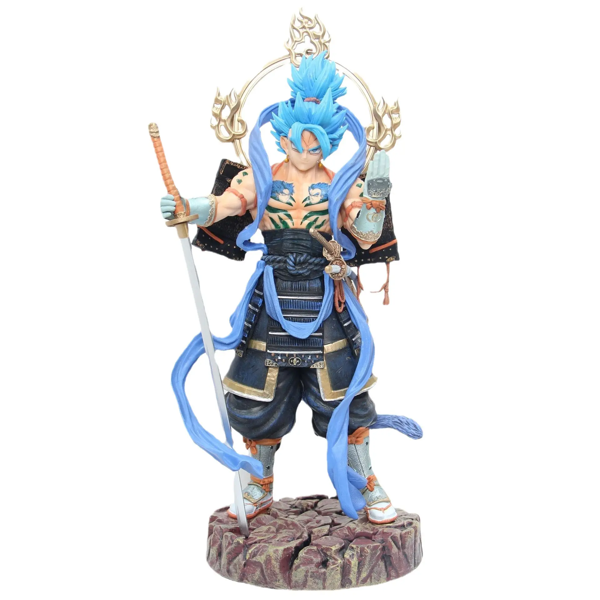 2024 nouveau Anime Dragon Balls Samurai série aux cheveux bleus Vegetto PVC modèle en boîte Figurines figurines d'action pour la décoration