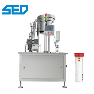 เครื่องบรรจุน้ำดื่มแบบกึ่งอัตโนมัติสำหรับเม็ดวิตามินซีแบบฟู่ในขวดตรง  บรรจุในหลอดพลาสติก  พร้อมฟังก์ชั่นนับจำนวน ปิดผนึก และบรรจุภัณฑ์ - Product Image 1