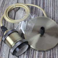 Vintage E27 douille de lampe industrielle Mini pendentif lumière cordon laiton couleur réglable fil Edison rétro suspension support de lampe