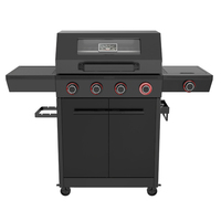Barbecue d'extérieur moderne sur pied en acier inoxydable avec 4 brûleurs et allumage automatique pour jardin et camping