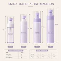 Série de flacons pulvérisateurs PET 50ml 60ml 80ml 100ml avec pompe PP de type T et capuchon MS transparent pour brume faciale, tonique, emballage de soins de la peau OEM