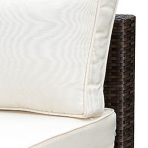 Corduroy Frame Tufted Patio Side Chair with Cushioned <b>Seating</b> Ivory & Espresso Brown Memory <b>Foam</b> for Apartment & Hotel Use - Product Image 5