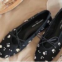 QuiteS Nouvelle collection été 2026, Sandales confortables et respirantes à strass, style Mary Jane fin, plates, à nœud, style français, à découpe basse