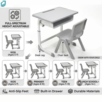 Ensemble bureau et chaise de type C, moderne et durable, pour les étudiants, le bureau à domicile, la chambre, la salle de classe, vente en gros de meubles