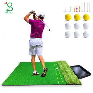 Özel Logo Premium çift çim Golf eğitim Mat 5x4Ft kalınlaşmış Golf uygulama isabet Mat