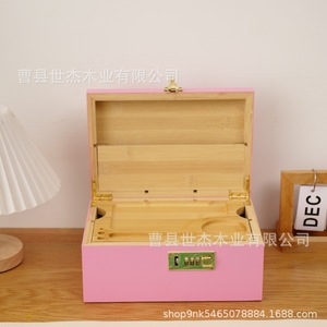 Modern Minimalist Bamboo <b>Storage</b> <b>Box</b> With Combination Lock Rectangular Jewelry <b>Box</b> For General Packaging - Product Image 3