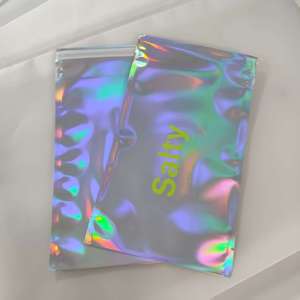 Custom Logo Printed Plastic Smell Proof Foil Holographic Rainbow Color Self Adhesive Bags Shipping Mailer Bag - Product Image 6