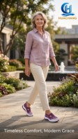 Chaussures décontractées pour femmes HC, style « Mom Shoes », avec chaussettes intégrées, doublure en maille, semelle souple en PVC/caoutchouc, livraison directe transfrontalière