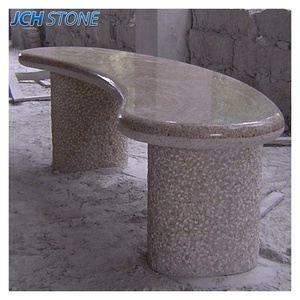 โต๊ะหินแกรนิตสีเหลือง G682 และเก้าอี้หินสีเทา G603 พร้อมพนักพิง สำหรับสวนสาธารณะและสุสาน - Product Image 3