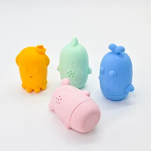 BPA mainan mandi bayi paus, semprotan air hewan silikon untuk anak-anak