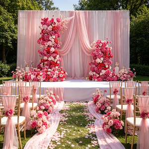 Wholesale pink Style flower background Wedding Decoration <b>hydrangea</b> with Rose Flower Row & Arch Set for Backdrop - Product Image 1