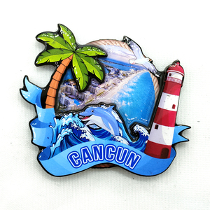 Logo personnalisé bois Bali <span class=keywords><strong>coucher</strong></span> de soleil dauphin Lovina plage Souvenir aimant de réfrigérateur - Product Image 3