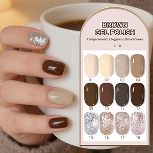 Ensemble de vernis gel 32 couleurs très demandé, tons café et nude automne-hiver, finitions œil de chat et pailletées - Product Image 2