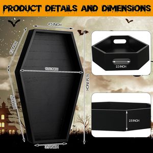 Caja de servicio artesanal con forma de ataúd para baño, Halloween negra de bandeja de servicio, bandeja de baño de ataúd de madera - Product Image 4