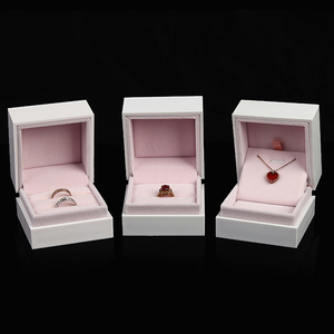 Luxury <b>White</b> Leather Paper Jewelry <b>Gift</b> <b>Box</b> for Ring Necklace Bangle Wedding and Valentine's Day Packaging - Product Image 3