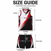 Seragam Basket Garis-garis Tajam Hitam Putih Merah Kustom, Set Jersey dan Celana Pendek Bahan Mesh Bernapas untuk Acara Bola Basket Antar Perguruan Tinggi