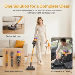PV18 Cordless Stick <b>Vacuum</b> Cleaner 38KPa Strong Suction 3 Speed HEPA Filter Lightweight <b>Handheld</b> <b>Vacuum</b> for Home Pet Hair Floor - Product Image 2