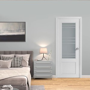 Porta in PVC Moderna Personalizzata Impermeabile Porta in UPVC per <span class=keywords><strong>Bagno</strong></span> e Toilette con Apertura Manuale e Vetro - Product Image 2