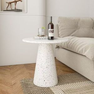<span class=keywords><strong>Table</strong></span> d'appoint ronde en <span class=keywords><strong>terrazzo</strong></span> blanc moucheté, base sur piétement, <span class=keywords><strong>table</strong></span> d'appoint moderne minimaliste pour salon, petit espace, <span class=keywords><strong>chevet</strong></span> - Product Image 6