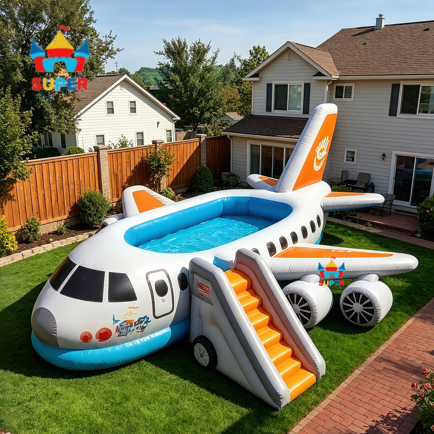 Flotador De Piscina Para Bebés Con Forma De Avión | PVC No Tóxico 112x101x55 Cm | Asiento Estable Con Volante | Para Niños 1-5 Años