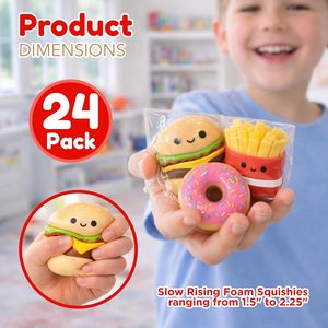 4E's Novelty Fast Food <b>Squishy</b> Toys 24 Pack Small 1.5-2.25 Inch Slow Rising Individually Wrapped For Kids Fidget Toys - Product Image 2