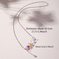 Collier en gros avec pendentif barre souriante en copeaux de cristal Chakra, chaîne réglable plaquée argent avec pompon cœur, idéal pour un cadeau