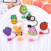 Couvre-paille en silicone souple et élégant, motif fruit de dessin animé mignon, anti-poussière, compatible universellement avec les gobelets de 10 mm, fabriqué en Chine