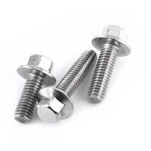 Fastener 32mm Flanged Hexagon Head Bolts Stainless Steel M4 M6 M8 M10 M12 DIN 6921 Hex Flange Bolt 3/18-16 Stainless Bolt