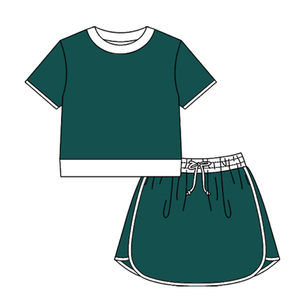 GSSO3674  Tenues de sport pour femmes adultes, ensemble de vêtements à manches courtes, imprimé uni bleu ciel personnalisé, vente en gros en boutique - Product Image 5