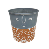 Seaux en métal à visage autochtone galvanisé décoration jardinière fer plantes conteneur maison jardin pot de fleur
