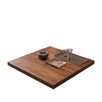 Table basse carrée minimaliste de style italien en bois massif, mobilier de salon moderne et simple en noyer pour petit appartement