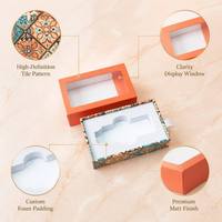 Caja de Regalo Personalizada con Ventana y Cajón, Exhibición Transparente de PVC PET, Patrón de Azulejos, Inserto de Espuma EVA, Embalaje para Relojes y Joyas, OEM, MOQ de 100 Piezas