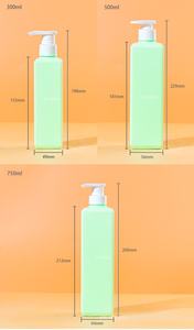 300ml 500ml 750ml Leere benutzer definierte gelbgrüne quadratische Plastik lotion Shampoo Conditioner Flasche Hand wasch flasche - Product Image 4