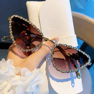 Cat Eye <b>Sunglasses</b> For Women Rhinestone Metal Frame UV400 Protection Party Outings Driving Stage Performances - Product Image 2
